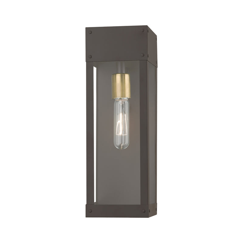 Livex Lighting 20873-07 One Light Outdoor Wall Lantern, Bronze w/Antique Brass Candle