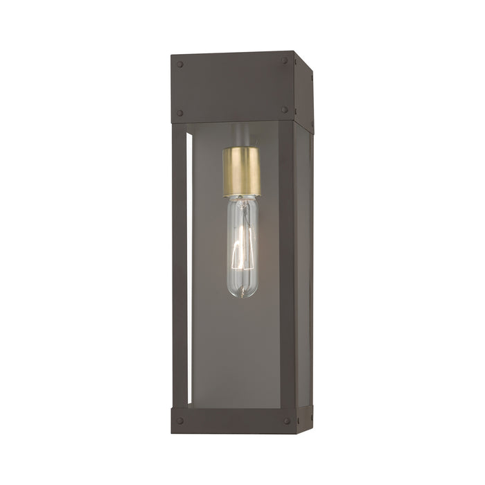 Livex Lighting 20873-07 One Light Outdoor Wall Lantern, Bronze w/Antique Brass Candle