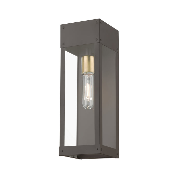 Livex Lighting 20873-07 One Light Outdoor Wall Lantern, Bronze w/Antique Brass Candle