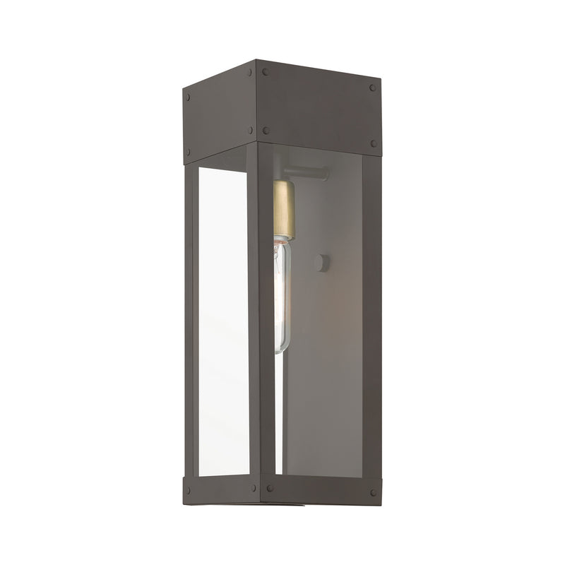 Livex Lighting 20873-07 One Light Outdoor Wall Lantern, Bronze w/Antique Brass Candle