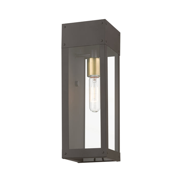 Livex Lighting 20873-07 One Light Outdoor Wall Lantern, Bronze w/Antique Brass Candle