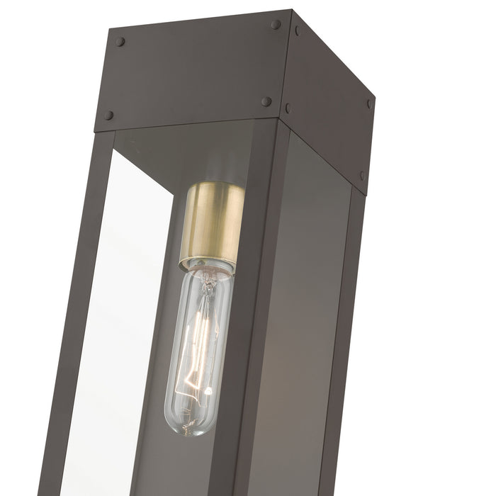 Livex Lighting 20873-07 One Light Outdoor Wall Lantern, Bronze w/Antique Brass Candle