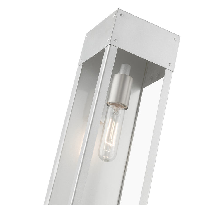 Livex Lighting 20873-81 One Light Outdoor Wall Lantern, Painted Satin Nickel w/Brushed Nickel Candle