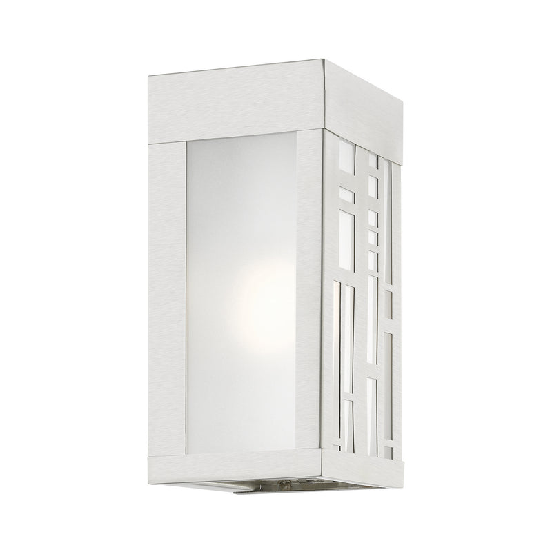 Livex Lighting 22971-91 One Light Outdoor Wall Sconce, Brushed Nickel
