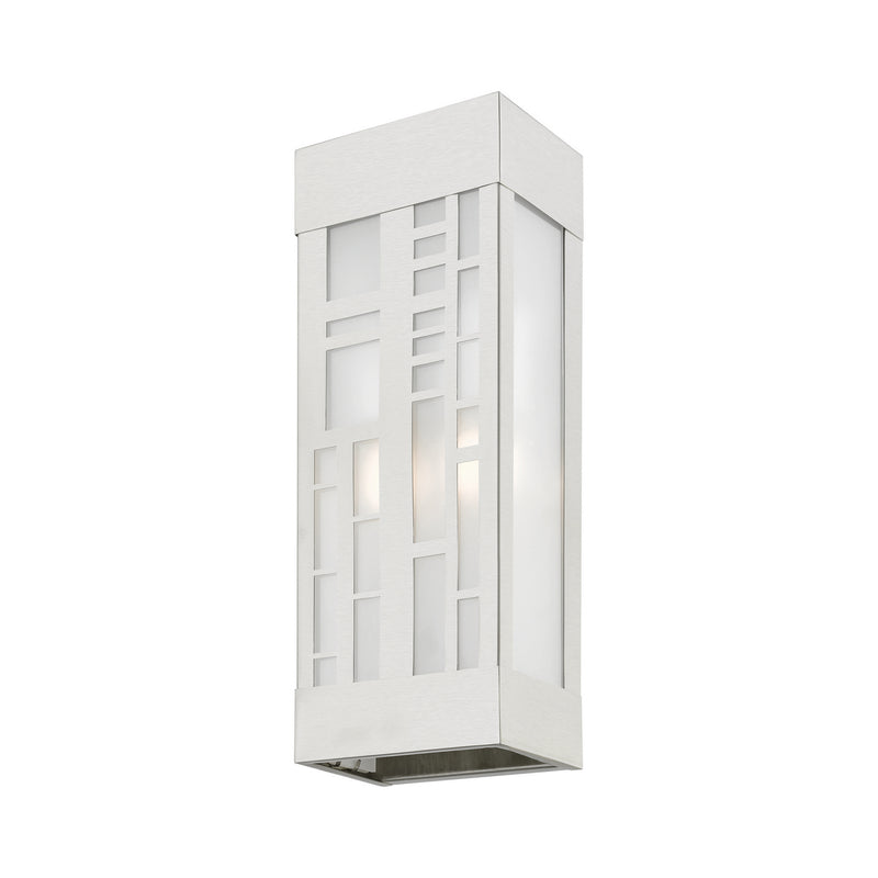 Livex Lighting 22972-91 Two Light Outdoor Wall Sconce, Brushed Nickel