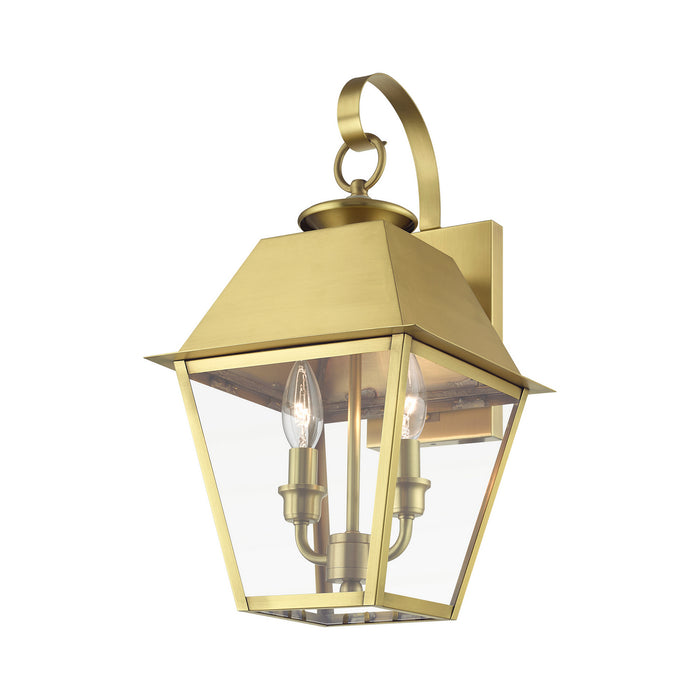 Livex Lighting 27215-08 Two Light Outdoor Wall Lantern, Natural Brass