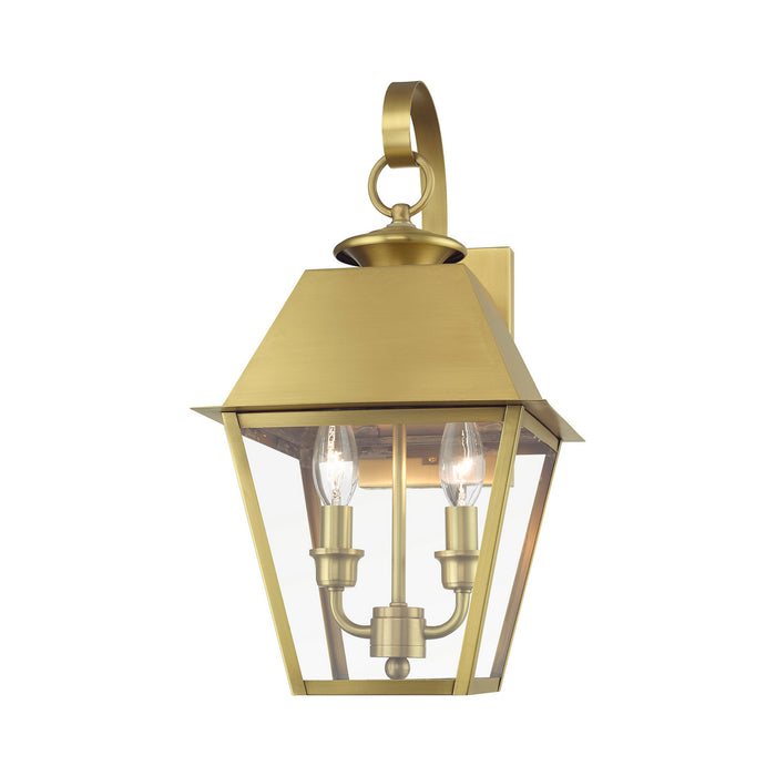Livex Lighting 27215-08 Two Light Outdoor Wall Lantern, Natural Brass