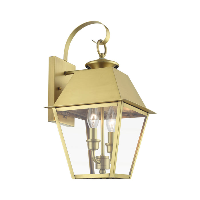 Livex Lighting 27215-08 Two Light Outdoor Wall Lantern, Natural Brass