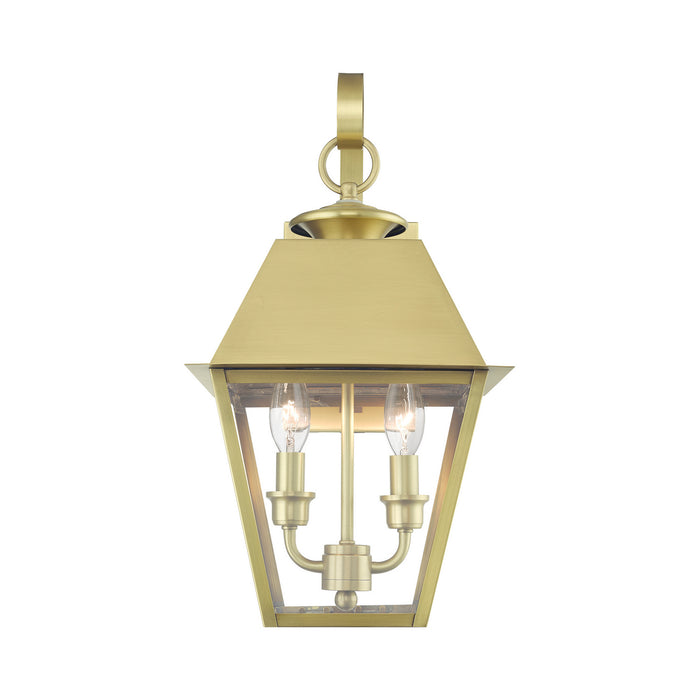 Livex Lighting 27215-08 Two Light Outdoor Wall Lantern, Natural Brass
