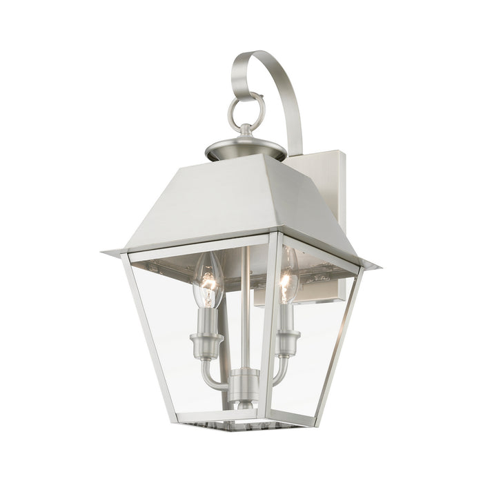 Livex Lighting 27215-91 Two Light Outdoor Wall Lantern, Brushed Nickel