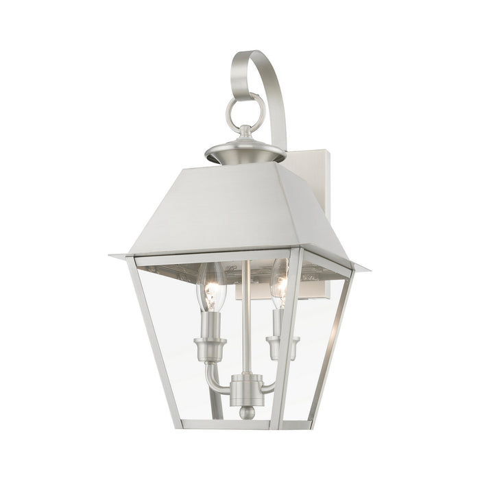 Livex Lighting 27215-91 Two Light Outdoor Wall Lantern, Brushed Nickel