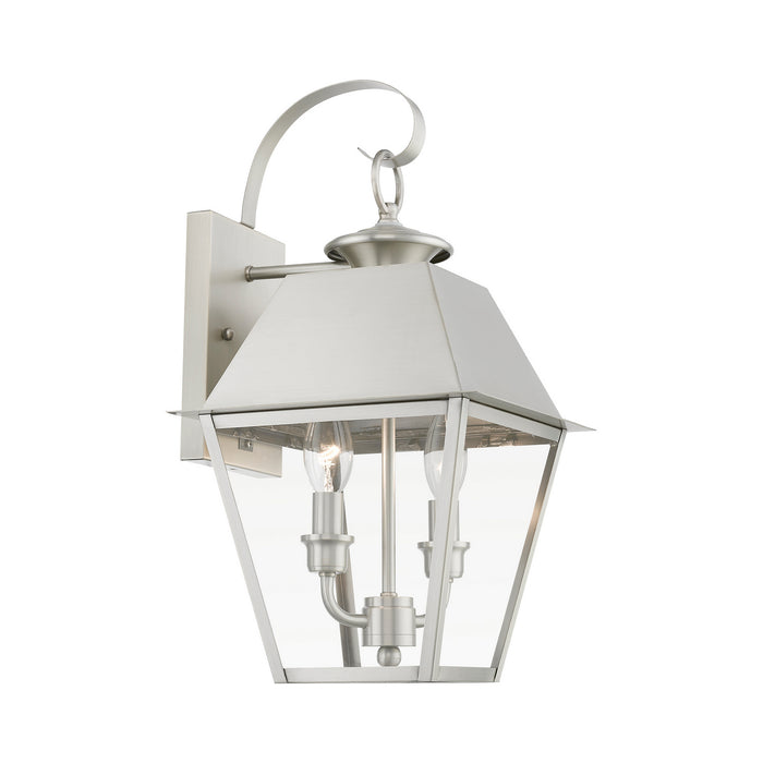 Livex Lighting 27215-91 Two Light Outdoor Wall Lantern, Brushed Nickel