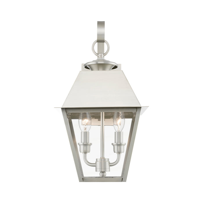 Livex Lighting 27215-91 Two Light Outdoor Wall Lantern, Brushed Nickel