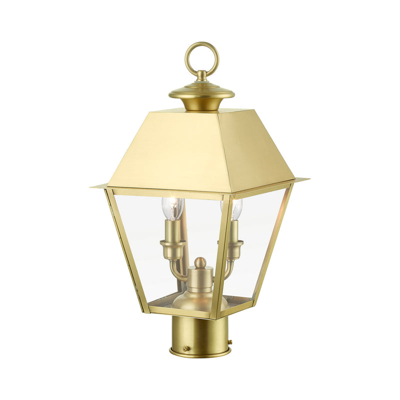 Livex Lighting 27216-08 Two Light Outdoor Post Top Lantern, Natural Brass