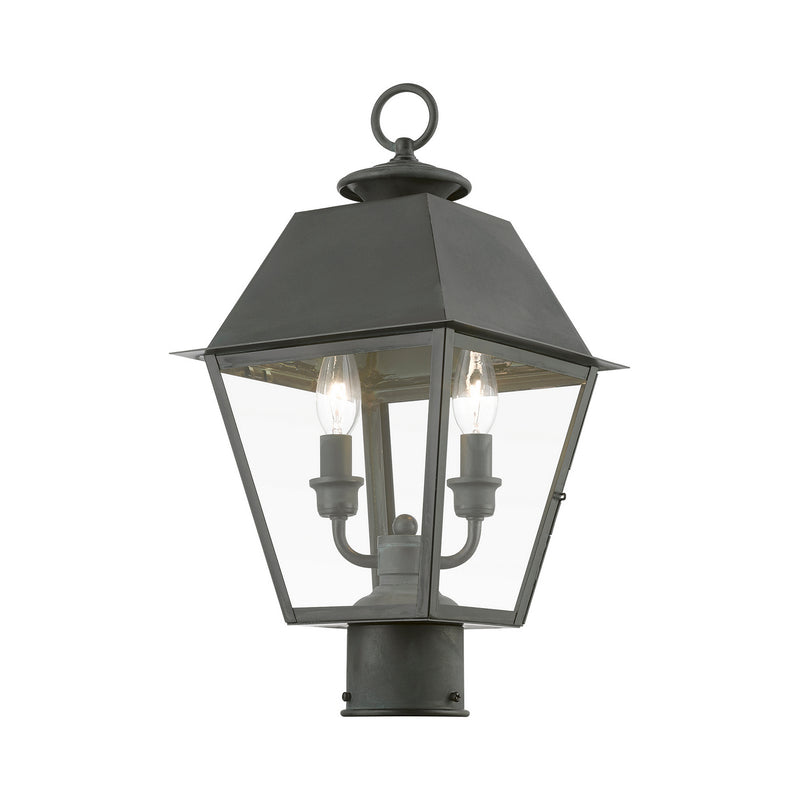 Livex Lighting 27216-61 Two Light Outdoor Post Top Lantern, Charcoal