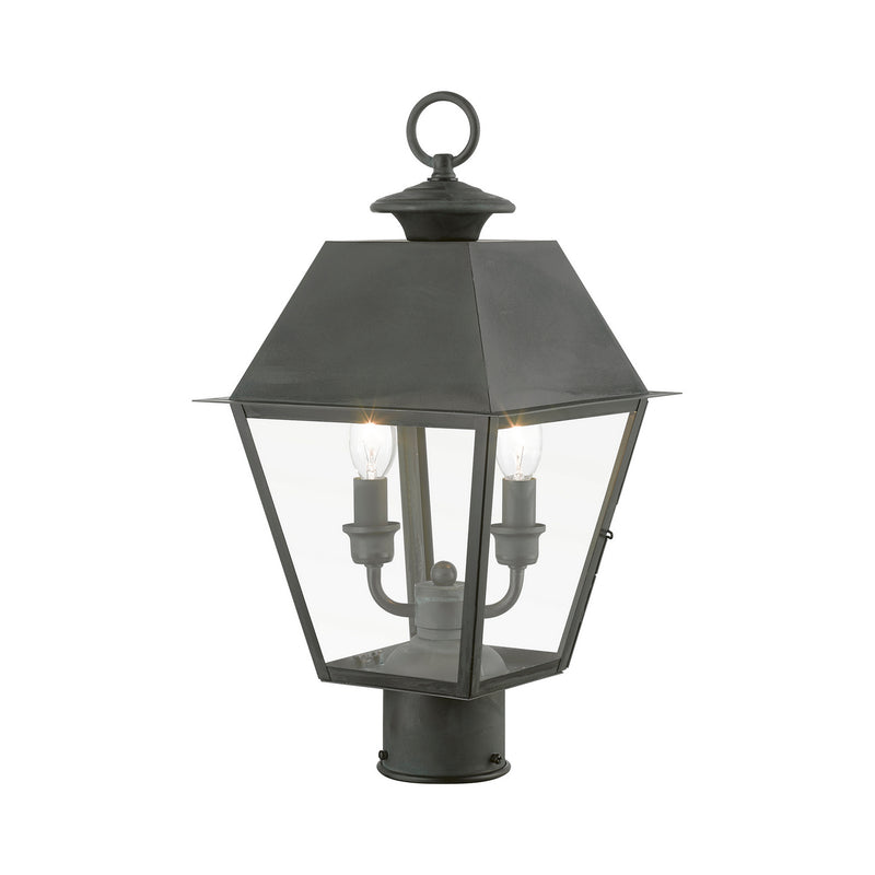 Livex Lighting 27216-61 Two Light Outdoor Post Top Lantern, Charcoal