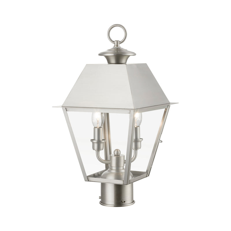 Livex Lighting 27216-91 Two Light Outdoor Post Top Lantern, Brushed Nickel