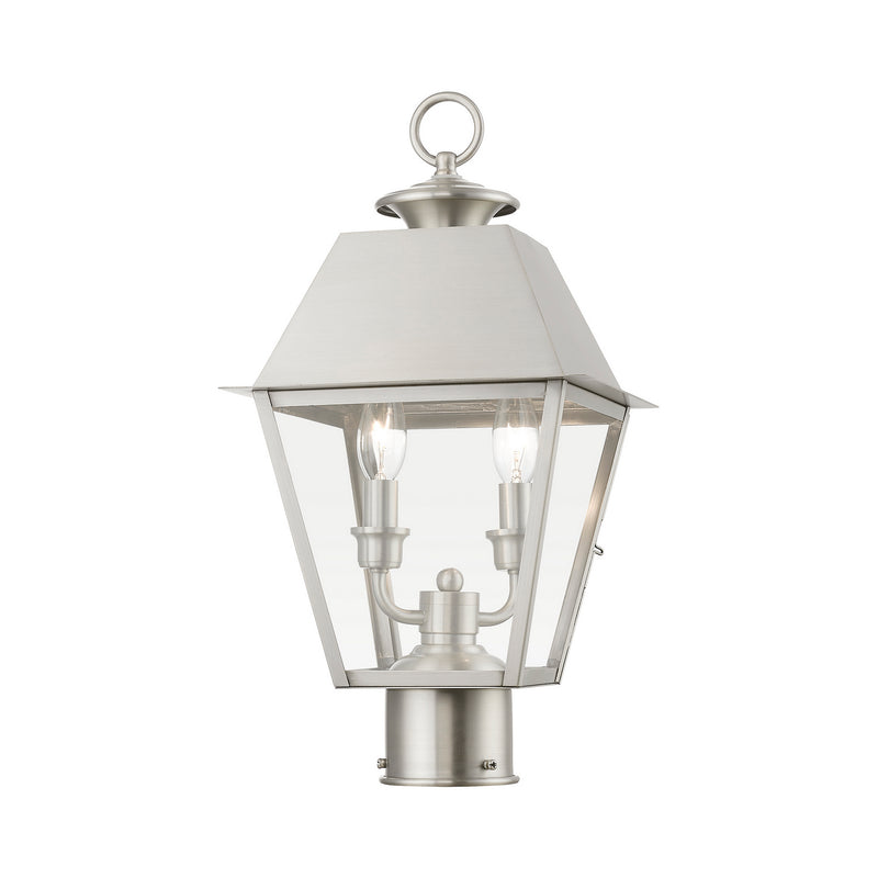Livex Lighting 27216-91 Two Light Outdoor Post Top Lantern, Brushed Nickel