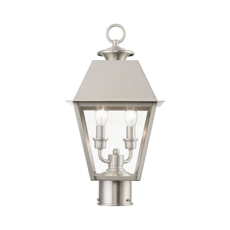 Livex Lighting 27216-91 Two Light Outdoor Post Top Lantern, Brushed Nickel