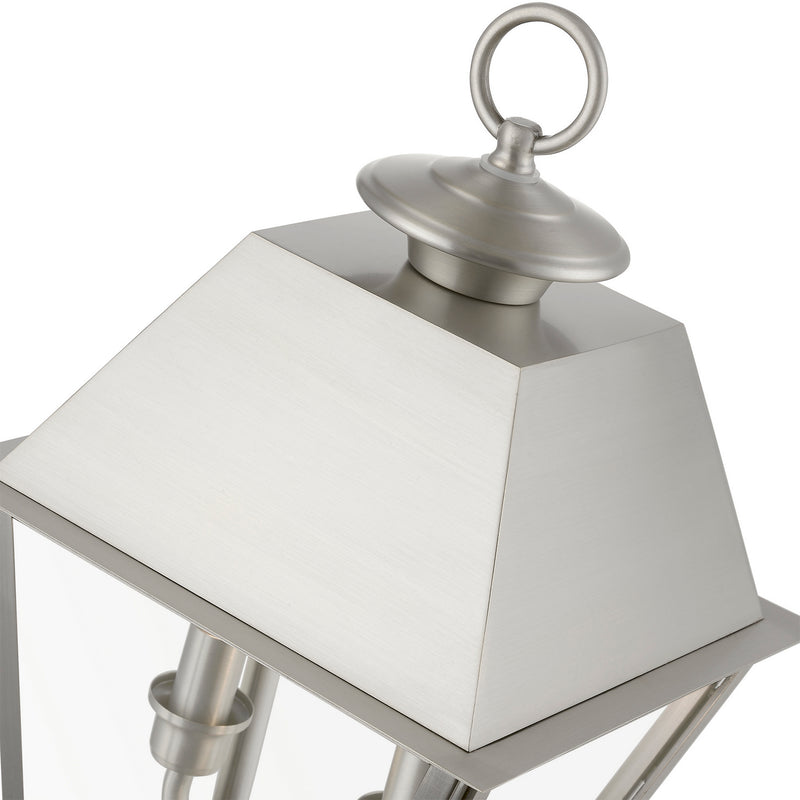 Livex Lighting 27216-91 Two Light Outdoor Post Top Lantern, Brushed Nickel