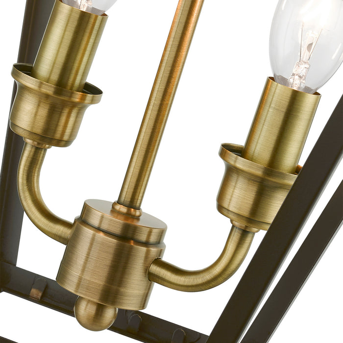 Livex Lighting 27217-07 Two Light Outdoor Pendant, Bronze w/Antique Brass Finish Cluster