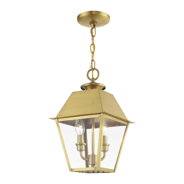 Livex Lighting 27217-08 Two Light Outdoor Pendant, Natural Brass
