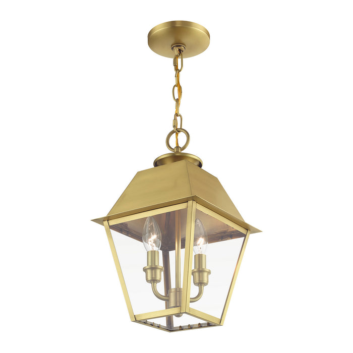 Livex Lighting 27217-08 Two Light Outdoor Pendant, Natural Brass