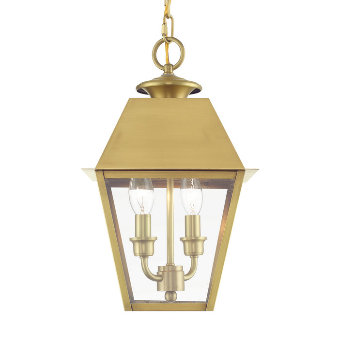 Livex Lighting 27217-08 Two Light Outdoor Pendant, Natural Brass