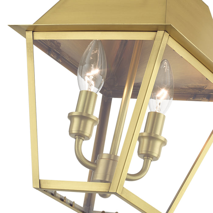 Livex Lighting 27217-08 Two Light Outdoor Pendant, Natural Brass