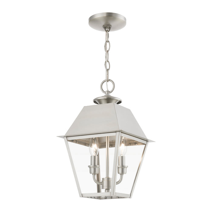 Livex Lighting 27217-91 Two Light Outdoor Pendant, Brushed Nickel