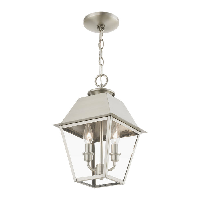 Livex Lighting 27217-91 Two Light Outdoor Pendant, Brushed Nickel