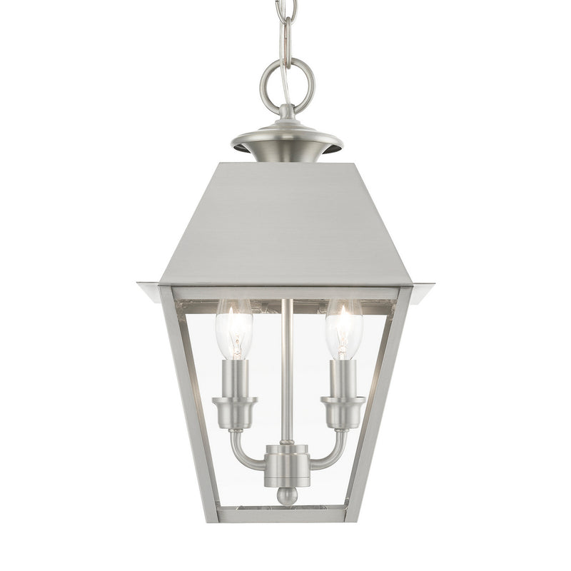 Livex Lighting 27217-91 Two Light Outdoor Pendant, Brushed Nickel