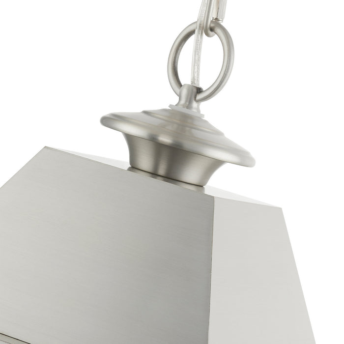 Livex Lighting 27217-91 Two Light Outdoor Pendant, Brushed Nickel