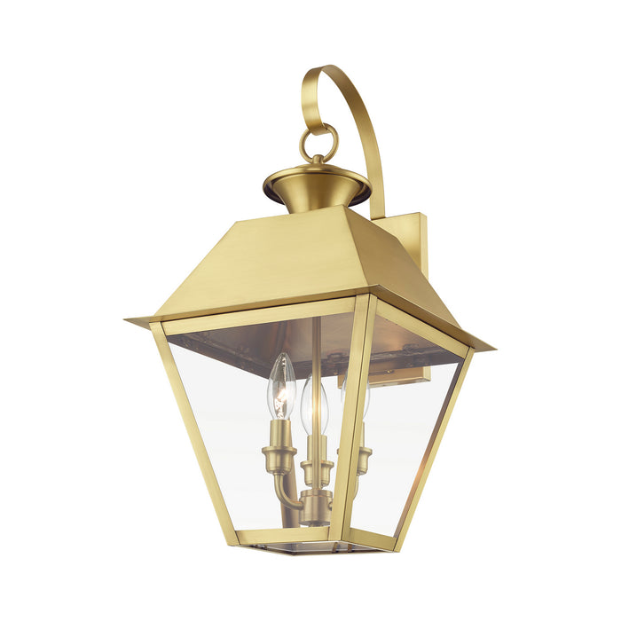 Livex Lighting 27218-08 Three Light Outdoor Wall Lantern, Natural Brass