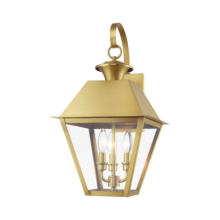 Livex Lighting 27218-08 Three Light Outdoor Wall Lantern, Natural Brass