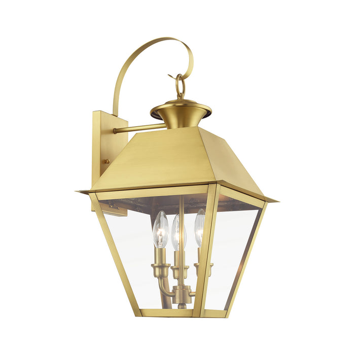 Livex Lighting 27218-08 Three Light Outdoor Wall Lantern, Natural Brass