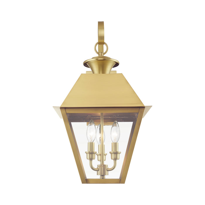 Livex Lighting 27218-08 Three Light Outdoor Wall Lantern, Natural Brass