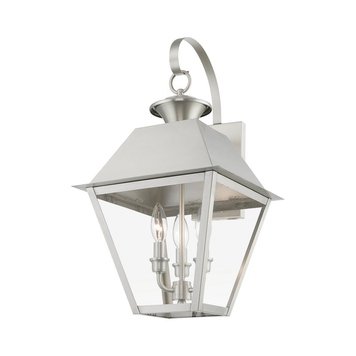 Livex Lighting 27218-91 Three Light Outdoor Wall Lantern, Brushed Nickel