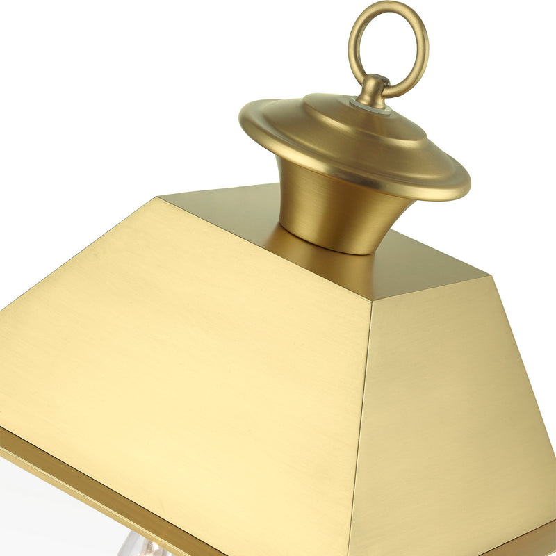 Livex Lighting 27219-08 Three Light Outdoor Post Top Lantern, Natural Brass