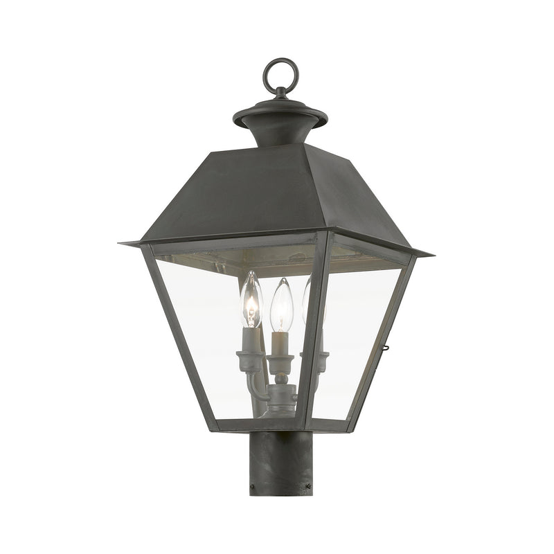 Livex Lighting 27219-61 Three Light Outdoor Post Top Lantern, Charcoal