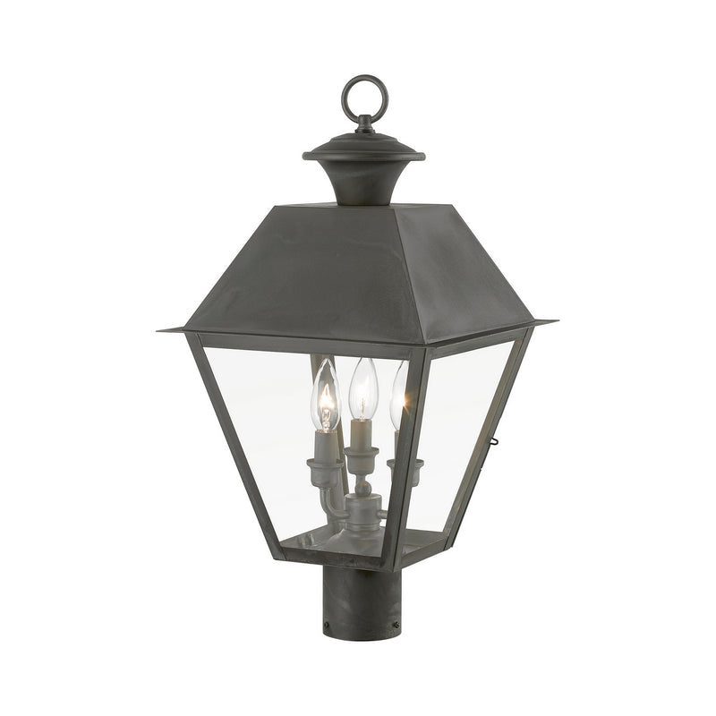 Livex Lighting 27219-61 Three Light Outdoor Post Top Lantern, Charcoal