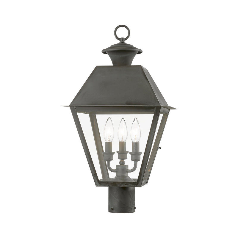Livex Lighting 27219-61 Three Light Outdoor Post Top Lantern, Charcoal