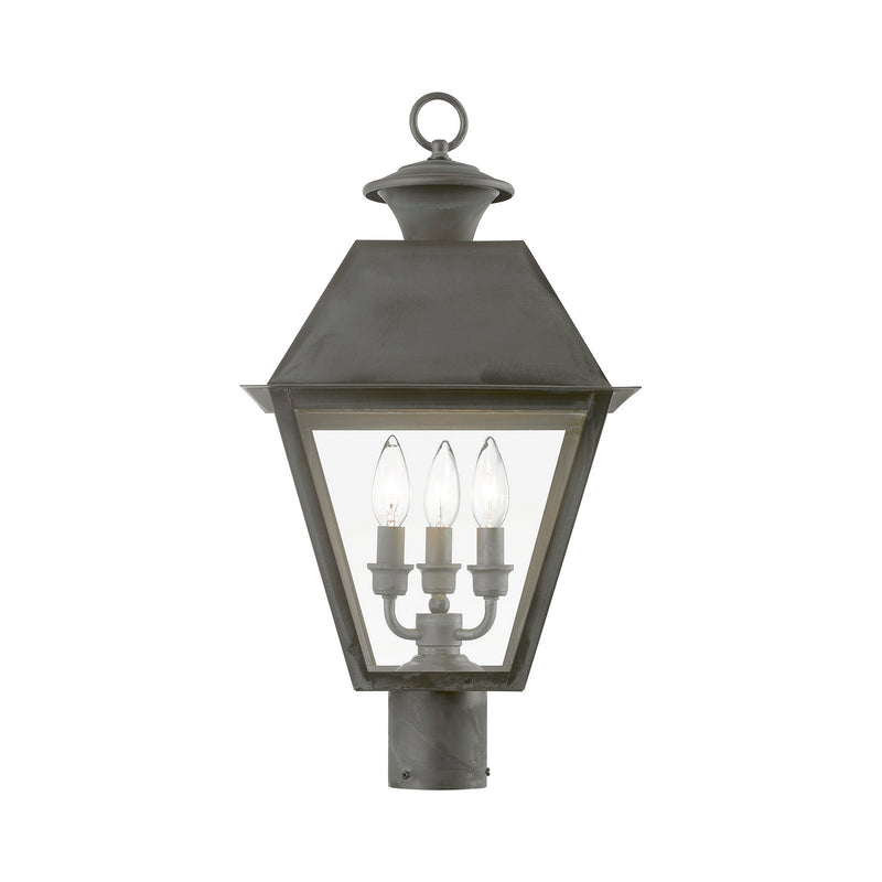 Livex Lighting 27219-61 Three Light Outdoor Post Top Lantern, Charcoal