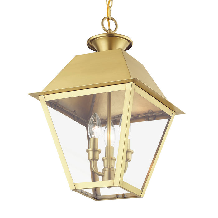 Livex Lighting 27220-08 Three Light Outdoor Pendant, Natural Brass