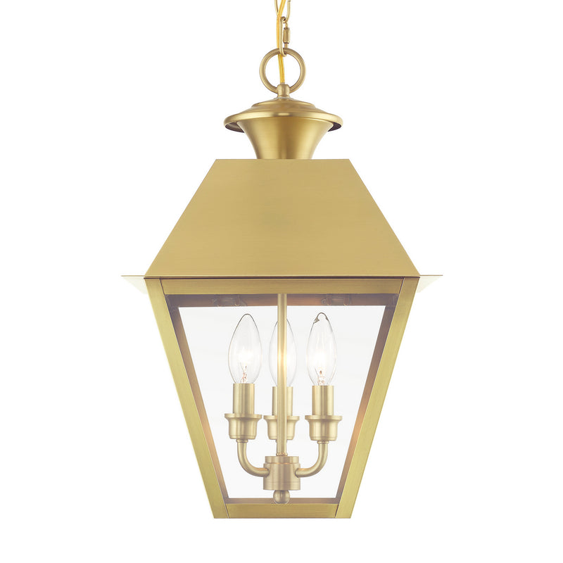 Livex Lighting 27220-08 Three Light Outdoor Pendant, Natural Brass