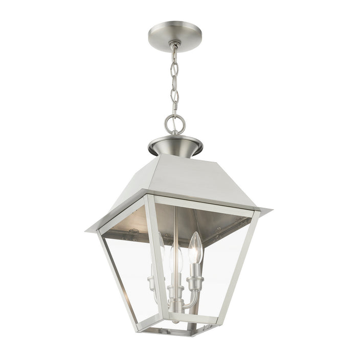 Livex Lighting 27220-91 Three Light Outdoor Pendant, Brushed Nickel