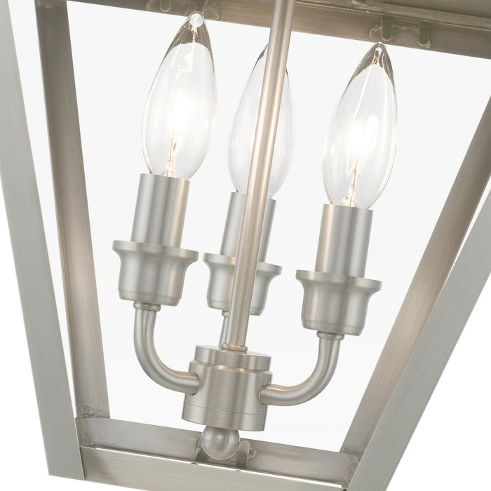 Livex Lighting 27220-91 Three Light Outdoor Pendant, Brushed Nickel