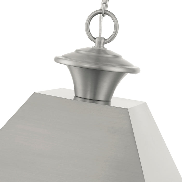 Livex Lighting 27220-91 Three Light Outdoor Pendant, Brushed Nickel