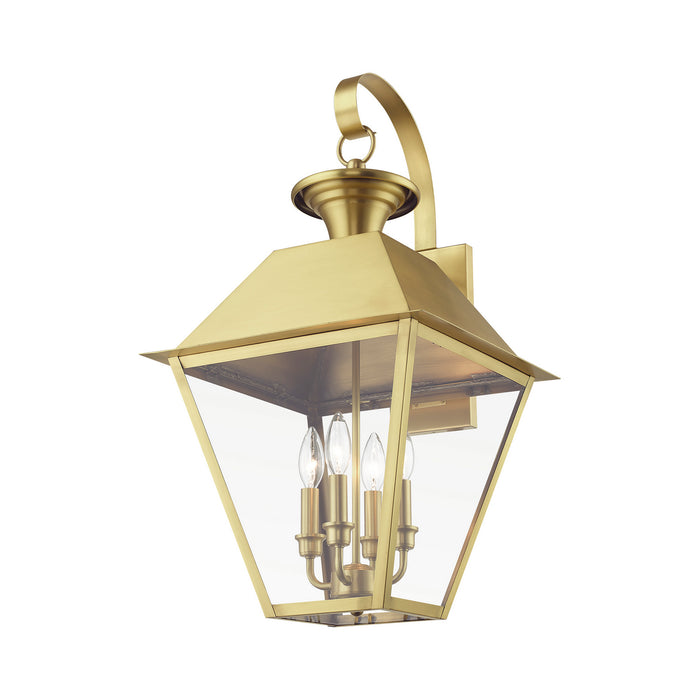 Livex Lighting 27222-08 Four Light Outdoor Wall Lantern, Natural Brass