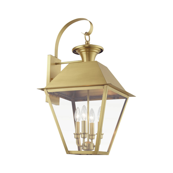 Livex Lighting 27222-08 Four Light Outdoor Wall Lantern, Natural Brass